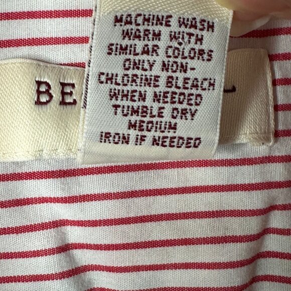 Bechamel 2X Red White Stripe Button Shirt Parrot‎ Floral Embroidered Cotton Top - Picture 9 of 13